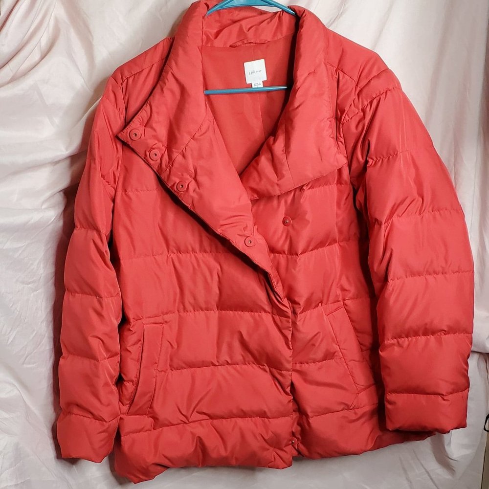 J. Jill Women's Down Puffer Carmine Red Salmon